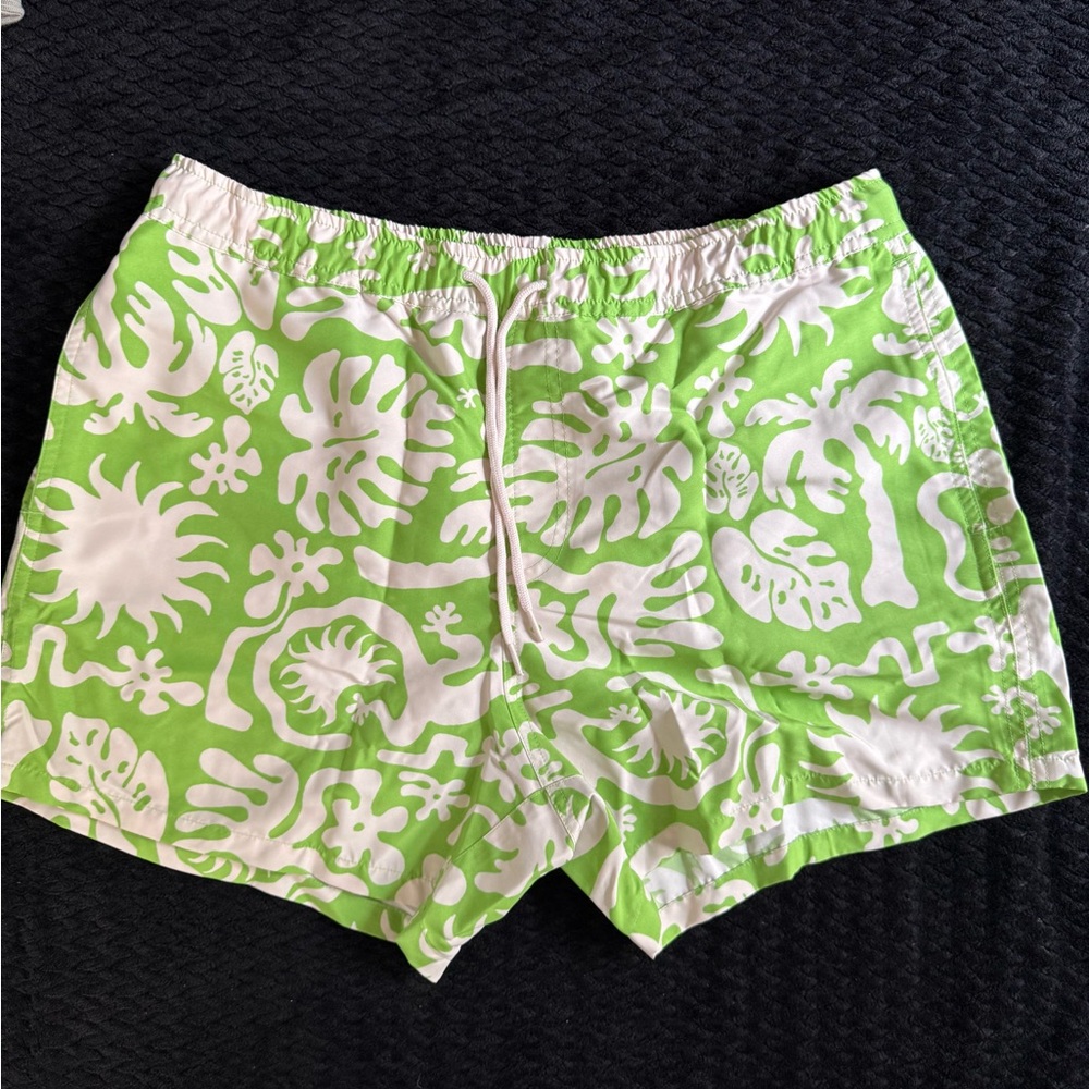 Green and White Patterned Bathing Suit